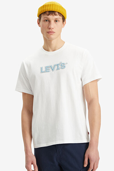Levi's Ανδρικό λευκό γραφικό μπλουζάκι - Relaxed Fit, κοντό μανίκι 16143-1487