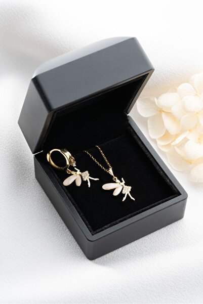 Silvano Jewelry 925 Ayar Gümüş Işıklı Kutuda Peri Kolye Küpe Seti