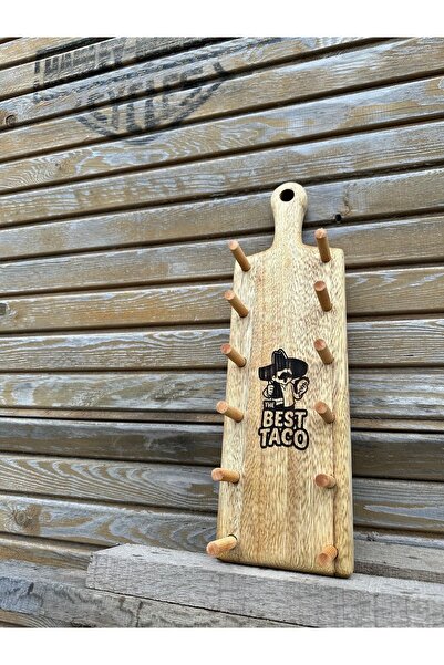 Retro Ahşap Taco Servis Tabağı Dürüm Servis Tahtası