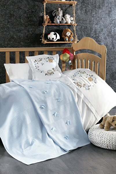 Minelya Home Collection طقم غطاء لحاف أطفال مكون من 5 قطع 100% قطن، زهور وطيو...