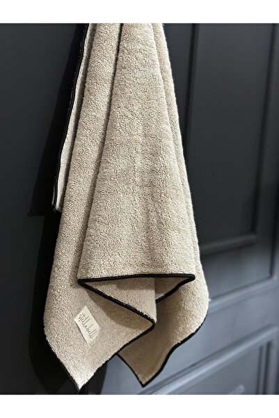 Stella Belli 100% бавовняний рушник з кучерями | Рушник для ванної кімнати | 50x100 см | Soura | Чорна облямівка з особливою обробкою