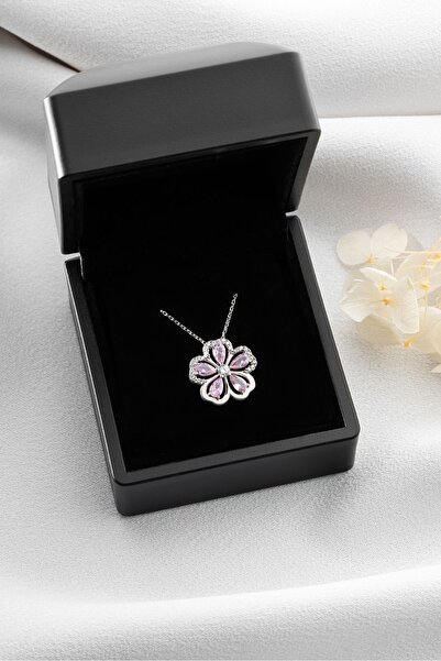 Silvano Jewelry 925 Ayar Gümüş Işıklı Kutuda Nergis Çiçeği Kolye