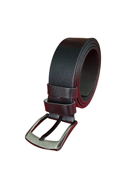 Erkek Spor Kemer 4,5 Cm. Düz Siyah Hakiki Deri (Vejetal Dana Derisi) Gvn-0056