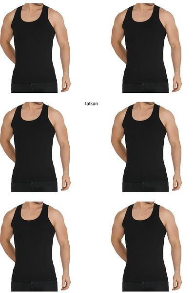 MYS GRUP TEKSTİL 6-piece Men's Black Strappy Combed Cotton Modal Undershirt / Tatkan Set