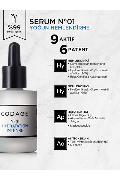Codage N ° 01 Face Serum - 30 ml Intensive Moisture Care,