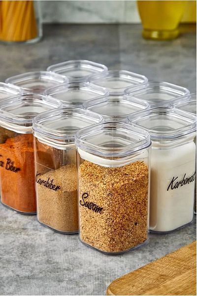 ŞAKİLATA CONCEPT Labeled 12-Piece 250 Ml Mica Spice Bowl Set with Leak-Proof Lid