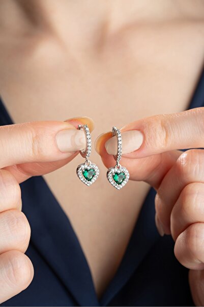 Silvano Jewelry 925 Ayar Gümüş Kalpli Halka Küpe
