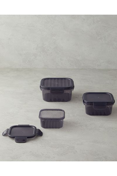 English Home Sasha Anthracite 3-piece Plastic Storage Container - 500+1000+1700 Ml
