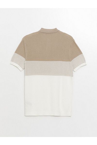 LC Waikiki Men's Knitwear Sweater - Polo Collar, Short Sleeve, Color Block