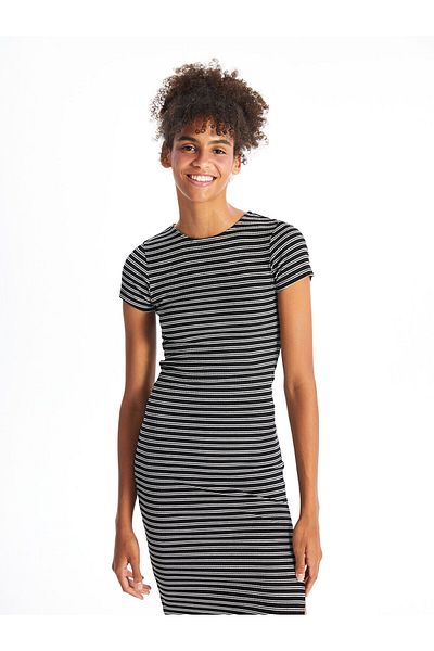 LC Waikiki Rochie bodycon pentru femei cu dungi LCW cu decolteu triplu - Maneca scurta