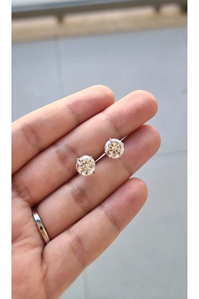 MorMajor Silver TEKLİ İTHAL MOZANİT G COLOR TEK TAŞ GÜMÜŞ KÜPE