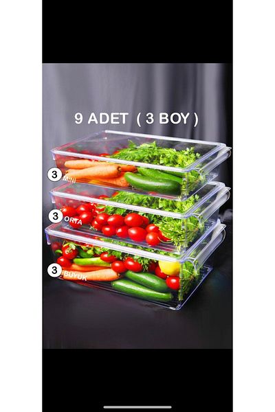 LeesHome Set of 9 Tall Clear Refrigerator & Cabinet Organizer with Cover