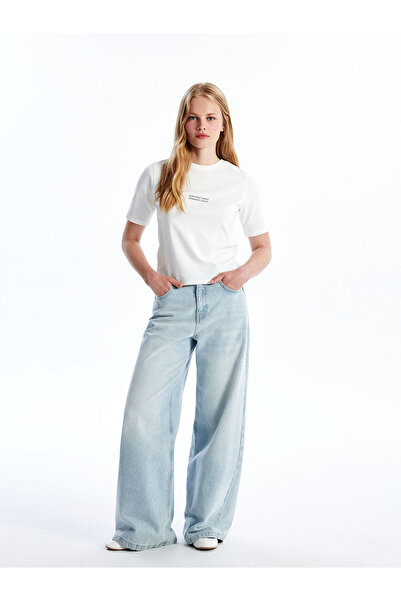 LC Waikiki Γυναικείο T-Shirt LCW - Crew λαιμόκοψη, στάμπα, κοντό μανίκι