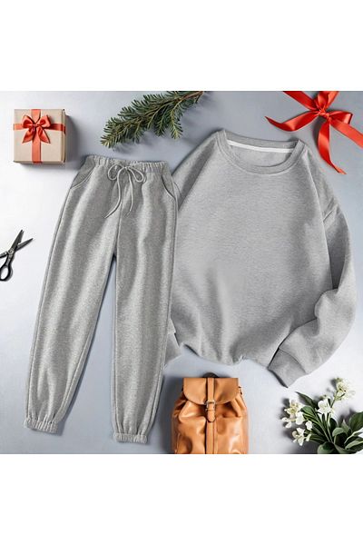 Fifty Color Unisex Grey Sweat - Σετ χειμερινής φόρμας με ράστερ 2 νημάτων κάτω-πάνω