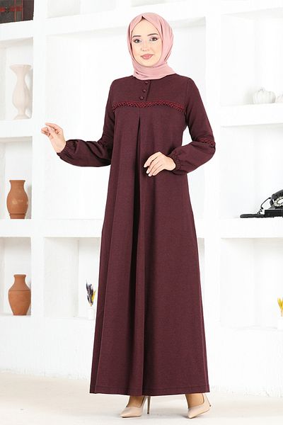 ModaMerve Φόρεμα με κουμπιά MSL14321 Claret Red