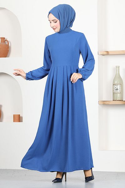 ModaMerve Φόρεμα με ζώνη ASN216 Indigo