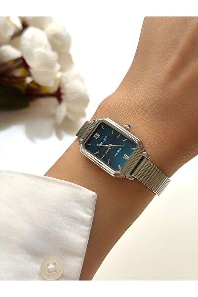 Ferrucci FERRUCCİ-  HASIR KORDON (gümüş) lacivert iç kadran- KADIN KOL SAATİ