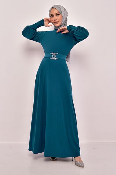 ModaMerve Rochie cu brâu culoare benzină - Asm2575