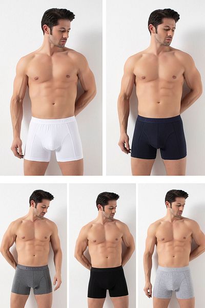 DONEX 2300 Πακέτο 5 Ανδρικά Boxers Lycra με ψηλόμεσο πακέτο