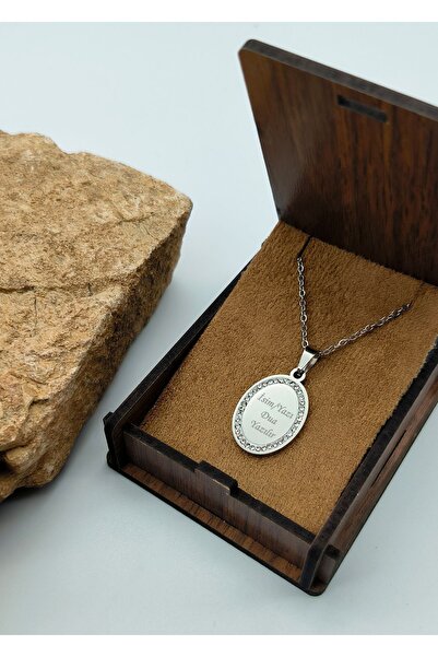 Satürn Silver Kuyumculuk Çelik Plakalı Kolye Çelik Isimli Kolye Isim Dua Ayet...