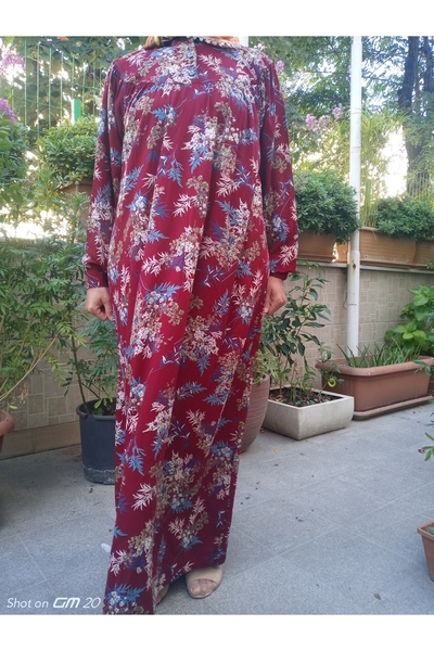 hoaryage Robadan Long Sleeve 100% Viscose Print Flower Mother Dress, Prayer D...