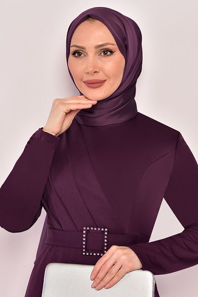 ModaMerve Μηχάνημα μεταφοράς Belted Plum Asm2578