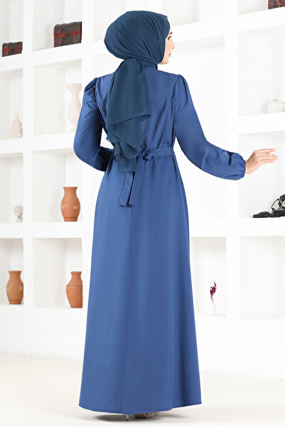 ModaMerve Indigo Belted Dress - ASM2534
