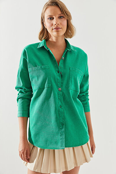 Bianco Lucci Gabardine Women's Shirt - Double Pocket