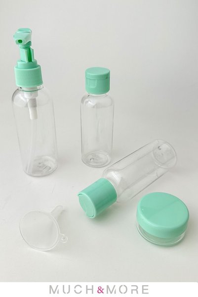 Much and More Travel Kit-Set of 3 Refillable Bottles + Cream Box