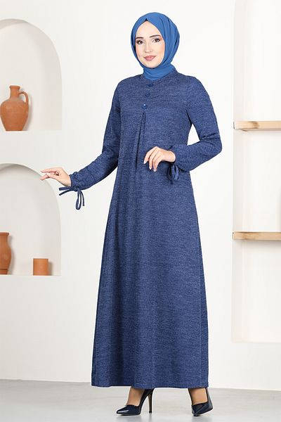 ModaMerve Φόρεμα με κουμπιά MSL1171 Navy Blue