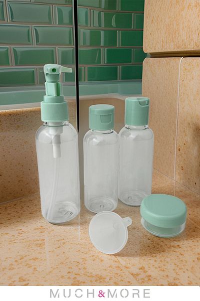 Much and More Travel Kit-Set of 3 Refillable Bottles + Cream Box