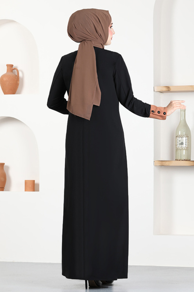 ModaMerve Φόρεμα με λεπτομέρεια με κουμπιά καφέ ASM2671