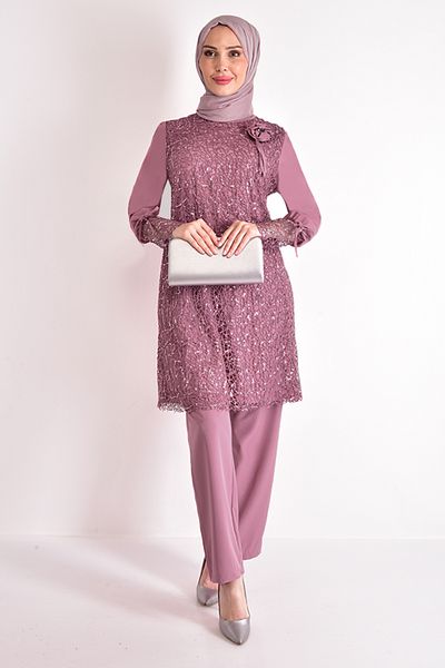 ModaMerve Συνδυασμός Dusty Rose Sequin - Asm2547