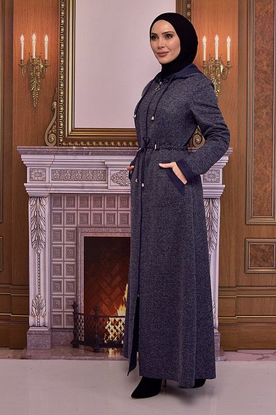 ModaMerve Hooded Ferace Indigo Asm2528