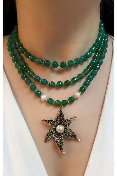 Takkı by Handan Yeşil akik taşı tasarım kolye