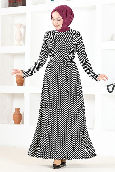 ModaMerve Rochie cu curea VTN922 Albă