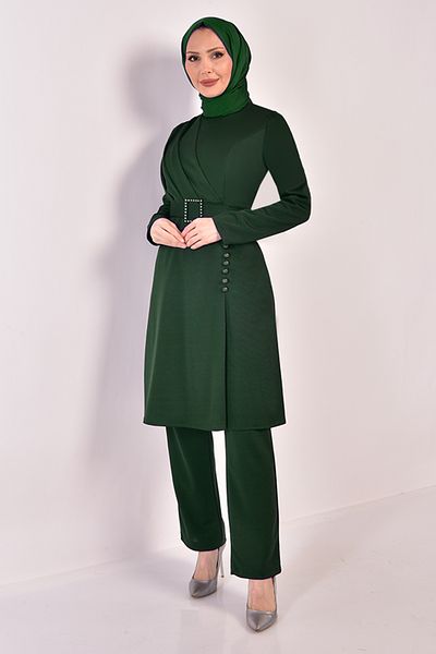 ModaMerve Emerald Combination Belted - Asm2578