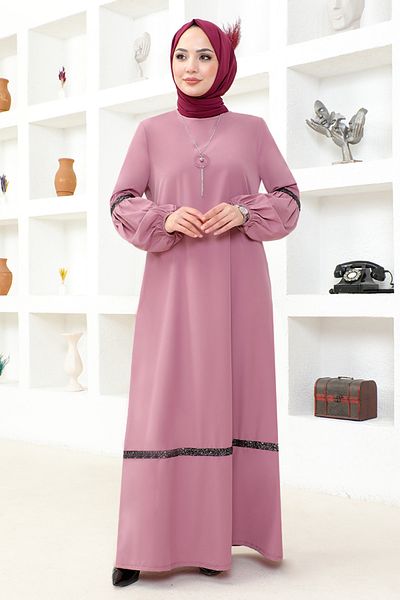 ModaMerve Κρεμαστό Φόρεμα ASM2676 Dusty Rose