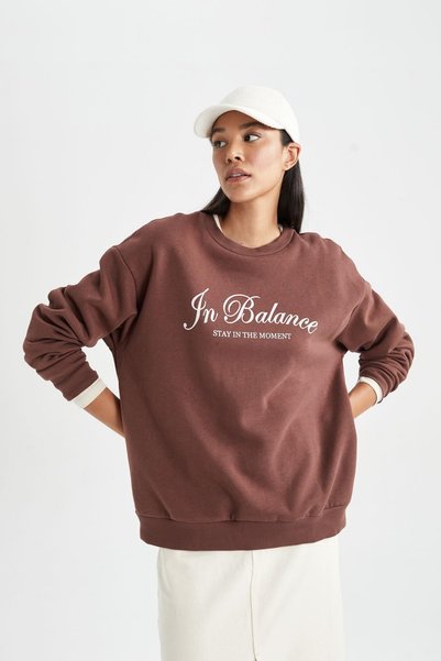 DeFacto Relax Fit Printed Crew Neck Sweatshirt A7780Ax23Au