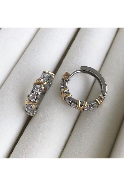 NİLLS STORE Imported Special Series Tiffany X Hoop Earrings