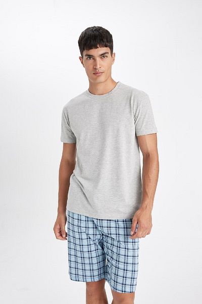 DeFacto Pyjama-Set mit Rundhalsausschnitt – Muster, kurze Ärmel und elastische Taille D0933ax24au
