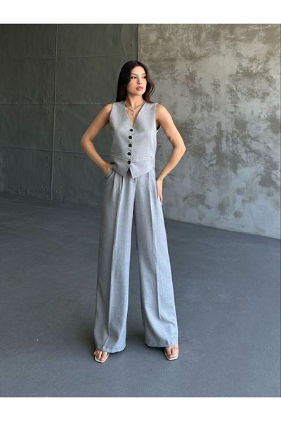 Moda İkra 2-Piece Linen Vest and Trousers Set