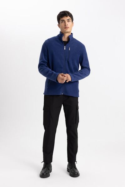 DeFacto Fleece Zippered Regular Fit Sweatshirt - Stand Collar and Pocket B3114Ax23Au