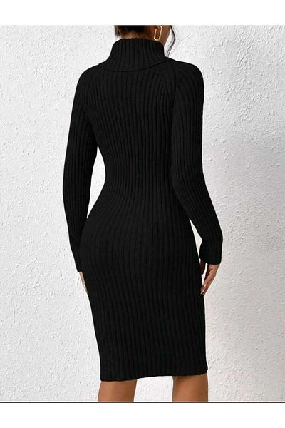 DRESSY CL Rochie lungă din tricotaje cu guler rotit cu panglică