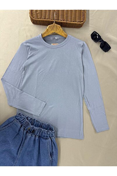 skycott Body de damă din viscoză albastru deschis - Tricou cu mânecă lungă