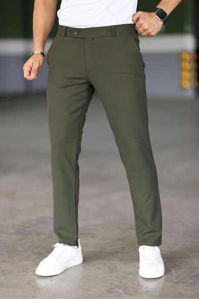 Gavazzi Men's Khaki Color Italian Cut Quality Flexible Lycra Ankle Length Fabric Trousers