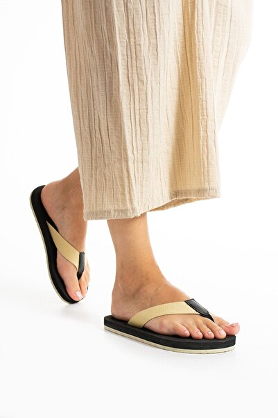 Bermody Perla Women's Beige Fabric Flip Flops Comfortable Pool Beach Slippers...