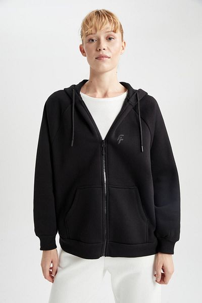 DeFacto Oversize Hooded Zippered Sweatshirt - DouBle Pocket B0992ax23au