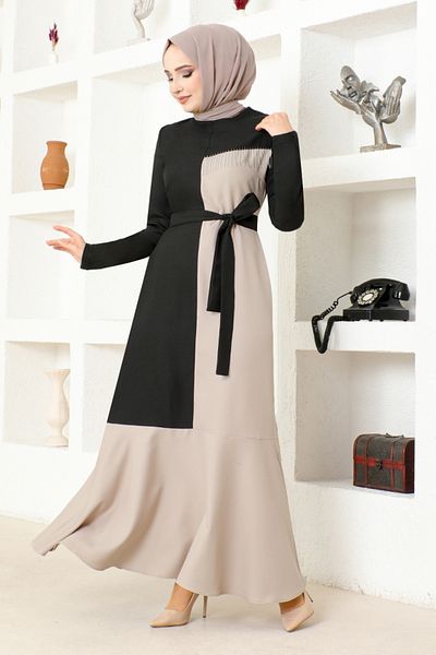 ModaMerve Rochie cu curea ASM2692 Neagra