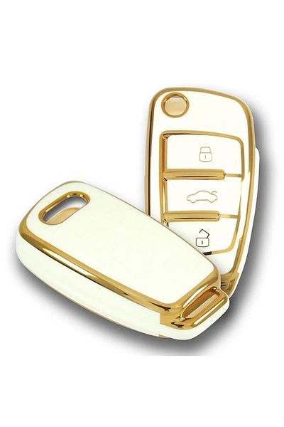 C9 Auto Key Control Case for Audi 2005-2007 A3 A4 Q5 Q7 Model - White, Switchblade